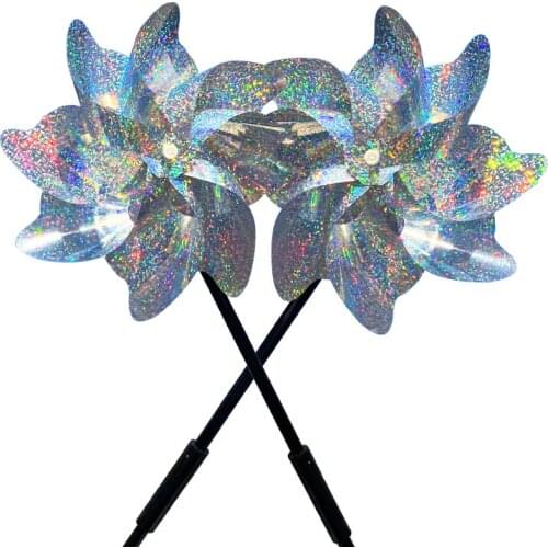 8 Leaves Bird Repeller Pinwheels Reflective Sparkly Silver Bird Deterrent For Garden Plant Flower Garden Lawn Decoration