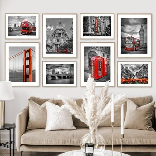 Wall Art Canvas Painting Elizabeth Tower Westminster Bridge Tulip Nordic Posters And Prints Decor Pictures For Living Room Mural