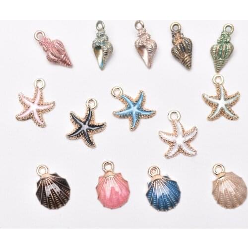 Mixed Starfish Shell Conch Charms Pendant for DIY Jewelry Making Bracelet Necklace Anklet Enamel Craft Accessories Pendants