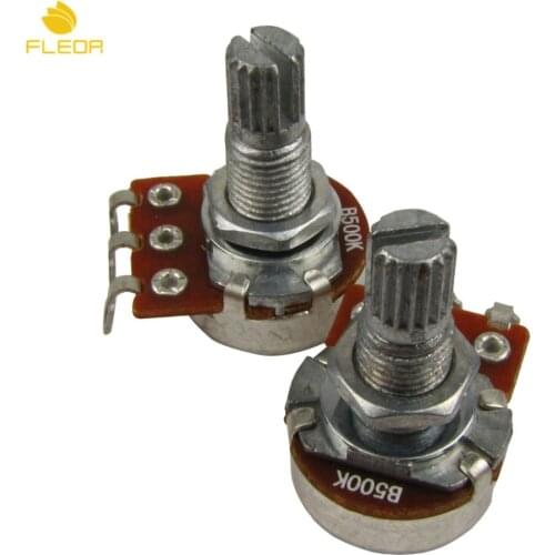 FLEOR 2pcs Small Bass Guitar Potentiometers Pots B500K Long Split Shaft for Electric Guitar Speed Control