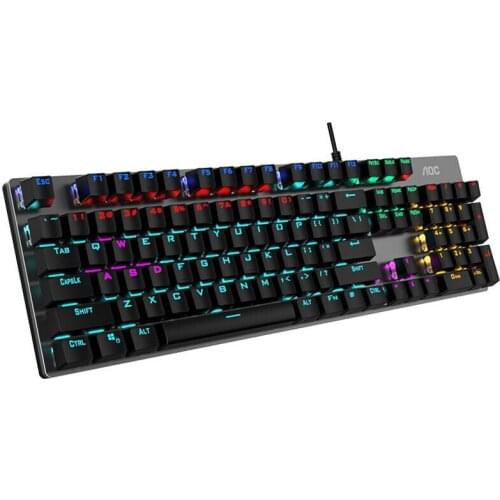 Wired Mechanical Keyboard Blue/Red/Brown Switch Suspension Keycaps 104 Keys USB RGB Backlight Keyboard Home Office Keyboard