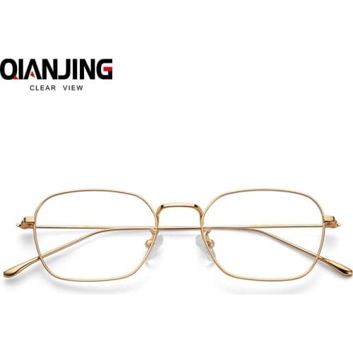 QianJing Hot Sale Unisex Clear Metal Spectacle Frame Optics Myopia Eyeglasses Classic Brand Glasses Men Women Plain Lens Glasses