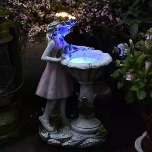 Garden Solar Light Flower Fairy Solar Lamp Decoration Resin Angel Character Sculpture Outdoor Villa Garden Home Decoration