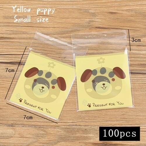 50pcs/lot Cartoon Self Adhesive Gift Bag Frosted Cartoon Cut Dog Candy Cookie Handmade Baked Biscuit Party Favors Plastic Bags