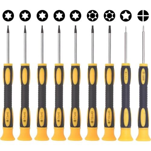 Yellow Plastic Handle CR-V Screwdrivers 0.8 Pentalobe 1.5 Phillips Torx T3 T4 T5 T6 T7 T7H T8 T8H T10 T10H Screwdriver Repair