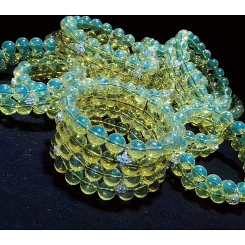 2rows 3A BLUE Amber round bracelet 8-9MM 17cm wholesale for xmas gift Mexico