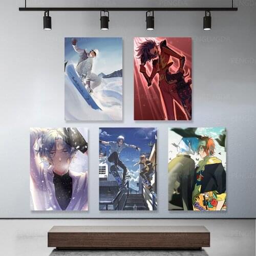 Modern Modular Canvas Pictures Anime Character Painting Cartoon Boy Skiing Posters Bedroom Decoration Home Frame Prints Wall Art
