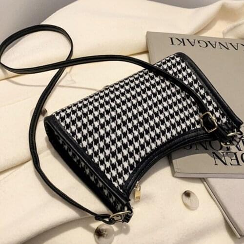 Houndstooth Small PU Leather Shoulder Crossbody Bags For Women 2021 Armpit Bag Lady Handbags Womens Trending Vintage Hand Bag