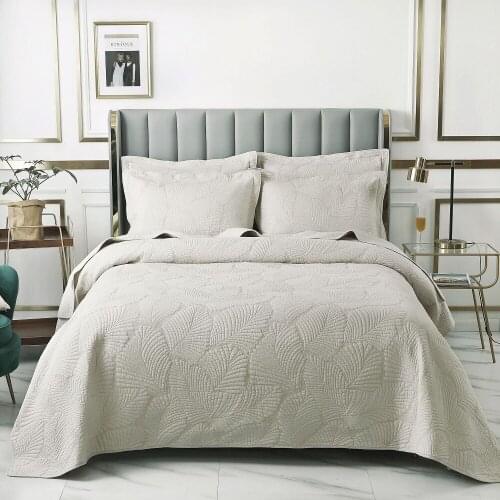 Solid Color Bedspreads Cotton Quilt 3-Piece Embroidered Quilts Set Bed Cover King Queen Size Quilted Coverlet Summer Blanket