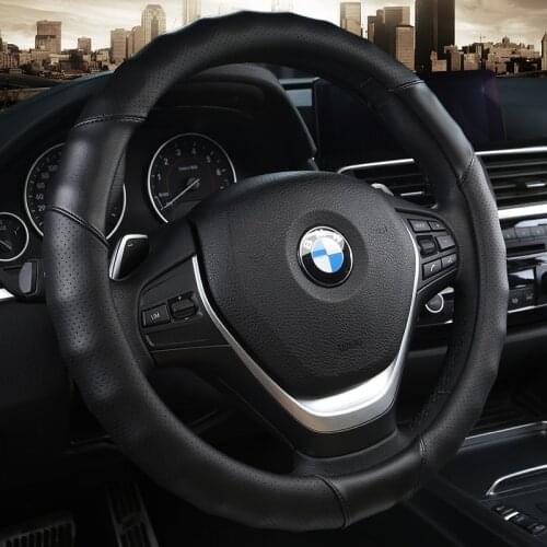 Universal Car PU Leather Steering-Wheel Covers Anti-slip Skidproof Durable 38CM/15" Dynamic Fibre Handmade Steering Wheel Cover