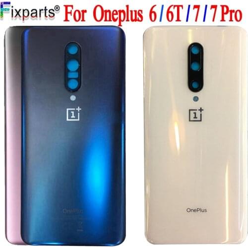 Original Glass For OnePlus 6 6T Back Battery Cover Door Rear Glass Oneplus 7 Pro Battery Cover 1+6T Housing Case + Camera Lens