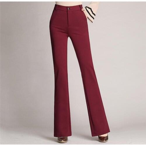 Womens Pants Casual Loose Slim Flared Trousers High Waist Formal Trousers For Woman Skinny Solid Office Lady Wear Plus Size