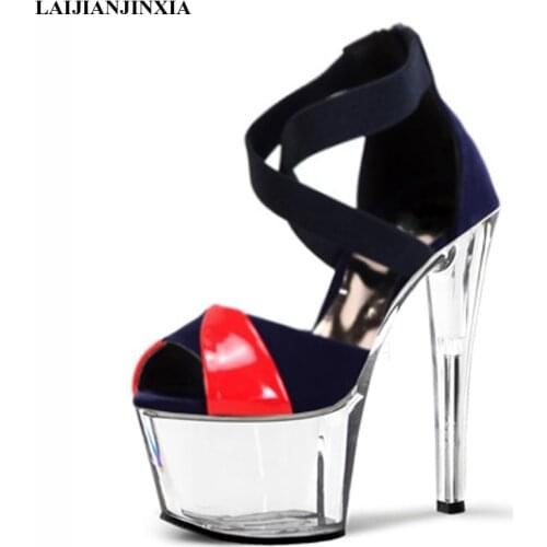 New Women Summer Strap Super High Sandals 17cm High-Heeled Pole Dancing Shoes Platforms Night Club Party Dance Shoes