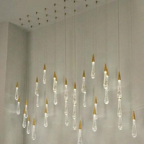 Gold Water drop Bubble Crystal Creative Pendant Light European-style Luxury LED Lamps Glass Indoor Lighting Restaurant