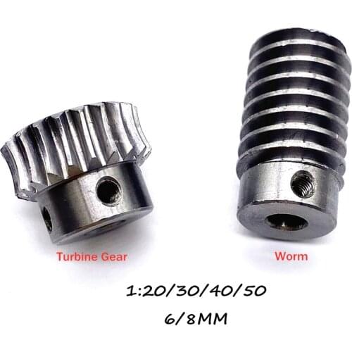 1M Worm Gear drive 1:20/30/40/50 Speed Ratio 40cr High quality Precision Worm 6/8MM