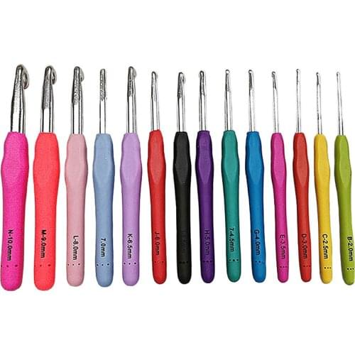 14pcs New Durable Crochet Hook Aluminum Soft Grip Handles Yarn Sewing Knitting Needle Can Be Used To Sew Sweaters