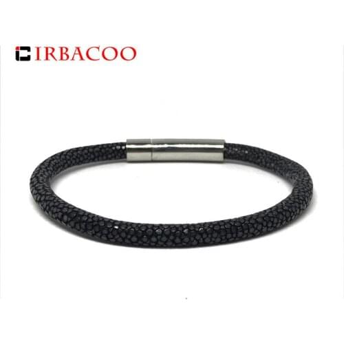 IRBACOO 2020 High Quality Luxury 316L Stainless Steel Men Bracelet Genuine Stingray Leather For Charm Bracelets pulsera hombres
