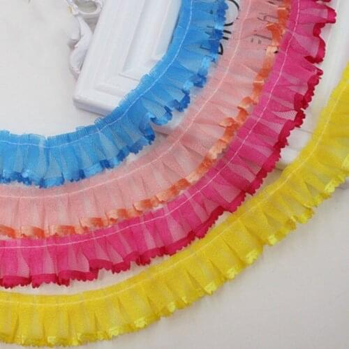 40yards 8color new fashion Ruffle satin Tulle Trim Pleated Ribbon Fabric Hem 2.16''Width