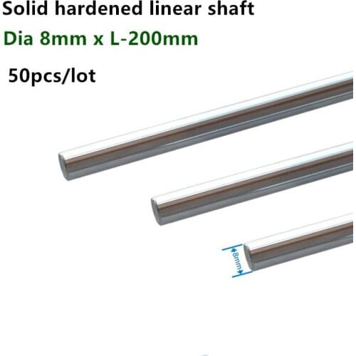 50pcs linear shaft rod Dia 8mm x length 200mm Cylinder Chrome Plated Liner Rods axis round bar SFC8x200mm CNC parts 3D printer