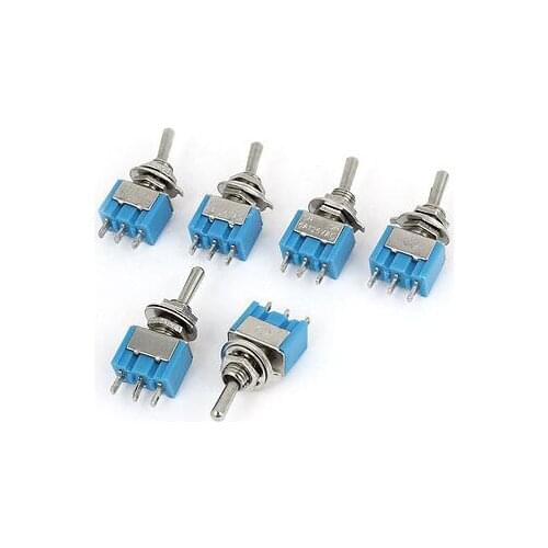 6Pcs AC 125V 6A ON-PFF-ON 3 Position SPDT 3 Terminals Toggle Switch