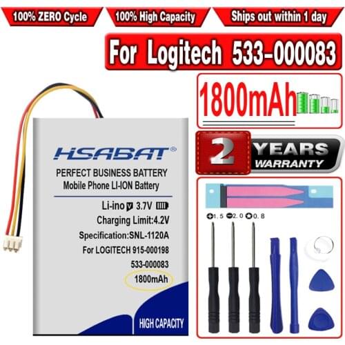 HSABAT 1800mAh Battery for LOGITECH 915-000198 Harmony Touch Ultimate 1209 533-000083 533-000084