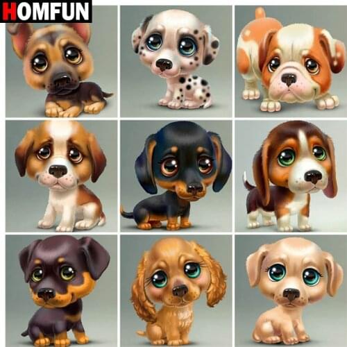 HOMFUN Full Square/Round Drill 5D DIY Diamond Painting "Dog cartoon animal" 3D Embroidery Cross Stitch 5D Home Decor Gift