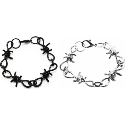 Unisex Thorns Bracelet Punk Style Black Bangles Bracelets Rock Chain Women Men Streetwear Jewelry Accessories