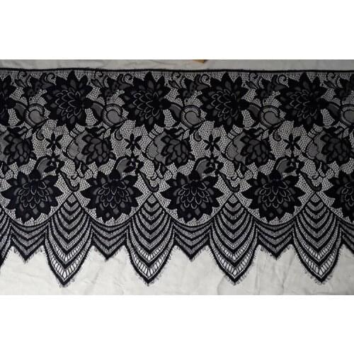 Black eyelash lace fabric ribbons eyelash trim wide white dress bodysuit DIY curtain material wide 63cm 300cm length