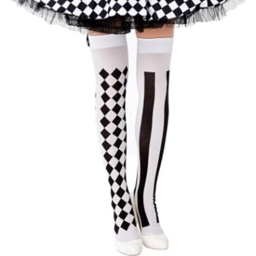 Poker Card Suit Print Thigh High Stockings Cosplay Costume Long Socks Halloween