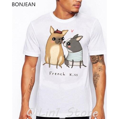 French kiss animal print t-shirt men funny t shirts camisetas hombre harajuku kawaii clothes white high quality tshirt homme