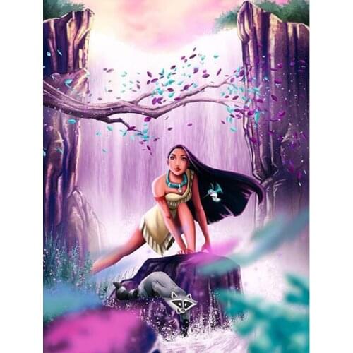 Full Square Round Diamond Painting Cartoon Pocahontas 5D DIY Diamond Embroidery Pictures Of Rhinestones Mosaic Decoration