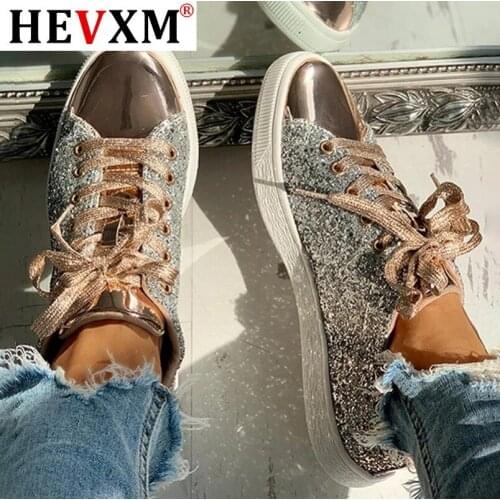 Women Vulcanize Shoes Sneakers Bling Shoes Girl Glitter Casual Female Breathable Lace Up Outdoor Sport Shoes Zapatos De Mujer