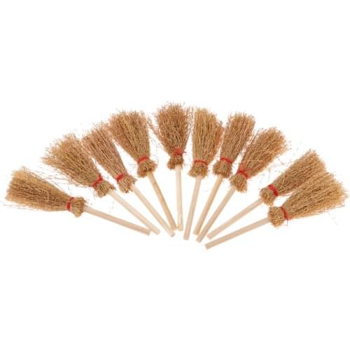 1/12 Dollhouse Miniature Wooden Bamboo Broom Set Household Cleaning Tools Suitable for dollhouse miniature life scene ornament