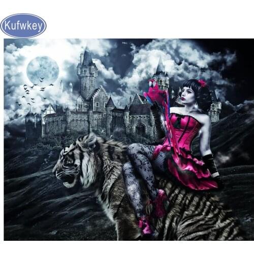 Mazayka diamond painting Woman tiger diamond Embroidery,mosaic,diamant painting cross stitch stickers pictures home decor gift