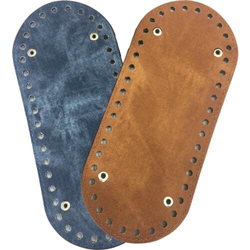 Fashion KZ New Arrival 21*9cm Oval Knitted Denim Bag Bottom With Round Hole Bag Bottom Hand-Made Bag Accessories KZBT003