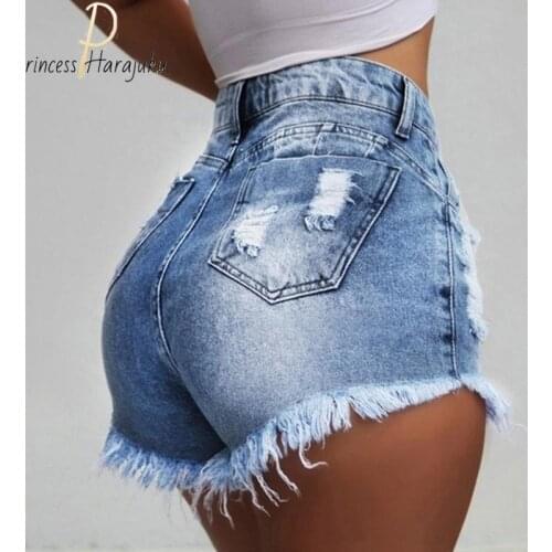 Fashion Casual Slim Tassels Hole Sexy Denim Shorts Summer Cool Womens Denim Shorts High Waist Plus Size Sexy Shorts 2021 New