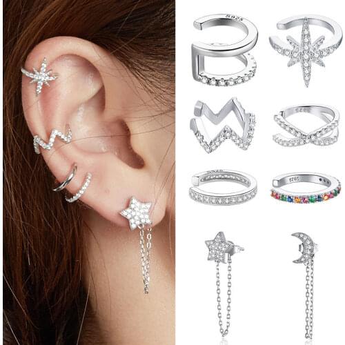 Fashion Silver Color Ear Cuffs Minimalist Earrings for Women Climbers No Piercing Fake Cartilage Earring 2021 Trend Accessories