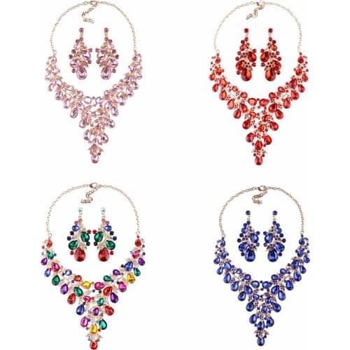 Bridal Jewelry Sets Wedding Necklace Earring Set Women Party Costume Accessories Necklaces Statement Pendant Earrings Fashion