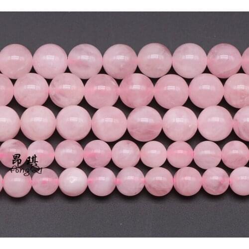 Natural Stone Madagascar Pink Quartz Round Loose Beads Pink Crystal Spacer beads for jewelry making Diy Charms bracelet Necklace