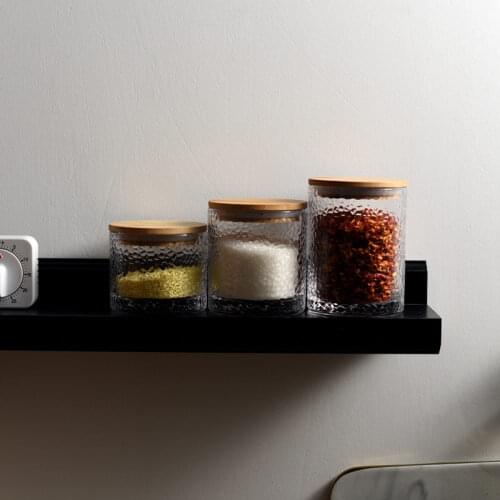 Nordic Kitchen Organizer Sealed Glass Canister Food Storage Container Tea Coffee Sugar Storage Jars With Wood Lid and Rim