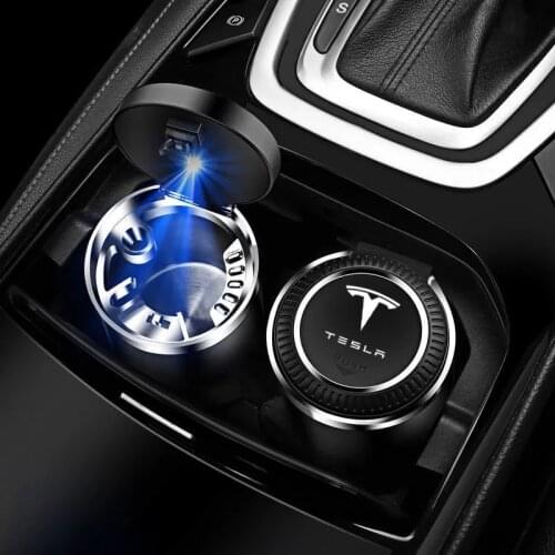 NEW Car Ashtray With Led Lights With Logo Creative Personality for Tesla Model 3 Model X Model S Model Y car Accessories