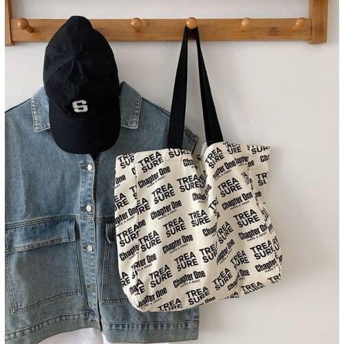 New Canvas Ladys Large Capacity Shoulder Bag INS Letters Fashion Versatile Canvas Shopping Bags Korean Version Simple Handbags