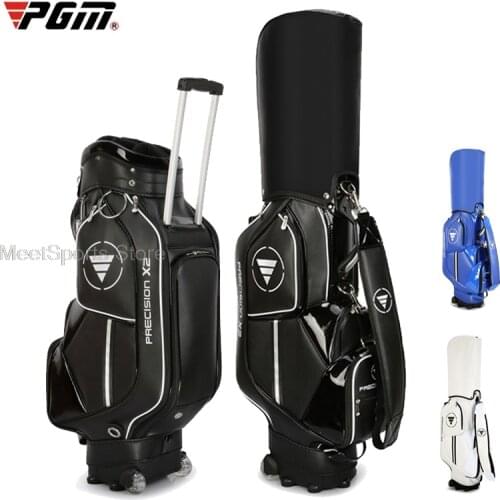 Pgm Golf Standard Bag With Wheels Pu Waterproof Golf Bags Large Capacity Aviation Packages Hold 13-14 Clubs Travel Pack 3 Colors