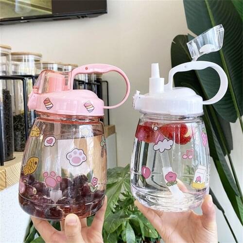 1100ml Big Capacity Plastic Water Bottle Cartoon Durable Water Bottles For Girls Leak-proof Drinkware Cute Student Cup Bottle