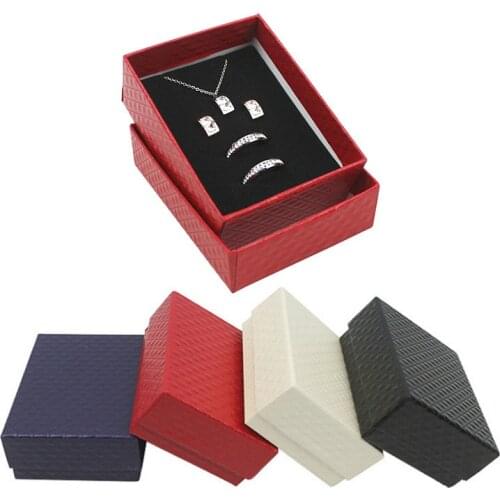 Diamond Pattern Filled Leather Paper Jewelry Gift Box Ring Earring Display Storage Box Jewelry Store Packaging Collection Box