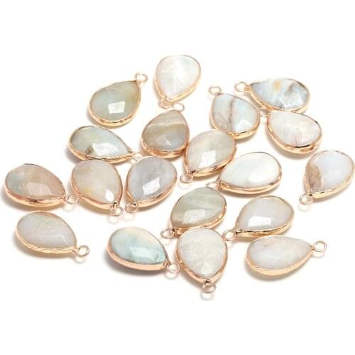New 5pcs Natural Stone Water Drop Shape Section Amazonite Pendants for Jewelry Making DIY Necklace Size 13x23mm