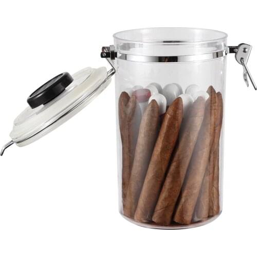 High Capacity Translucent Hygrometer Cigar Case Humidor Box plastic Container Storage Smoking Accessories High-end gifts