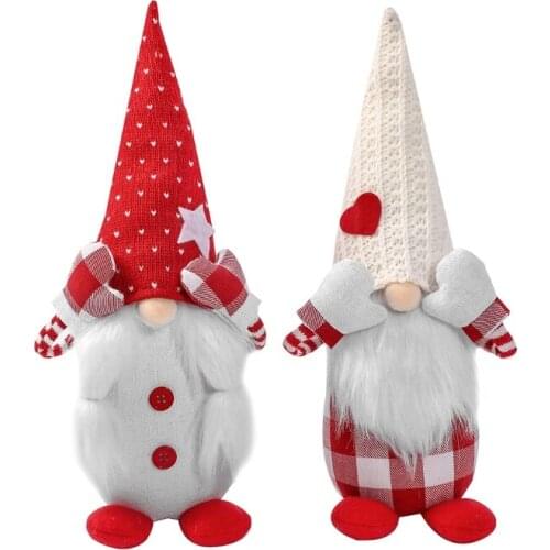 Christmas Heart Shape Print Hat Dwarf Gnome Doll Ornaments Cute Cartoon Dwarf Elf Home Decor Christmas Celebration Desk
