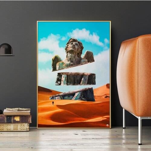 Modern Surrealism Desert Fractured Sculpture Fantastic Canvas Wall Art Poster And Prints Statue Decorative Painting Pictures