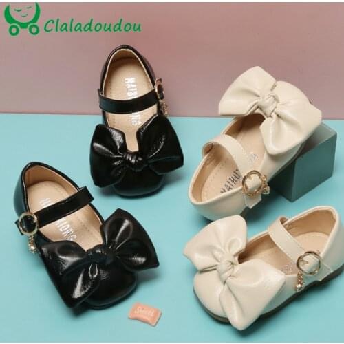 11.5-15.5cm Brand Big Butterfly-knot Princedd Dress Shoes For Babies,Solid Pu Leather Shoes For Toddlers Girls Birthday Party